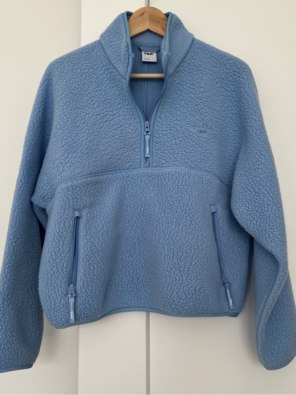 Aritzia TNA Polartec Thermal Pro 1/2 Zip Hi-Hip Sweater Cornflower Blue Size M